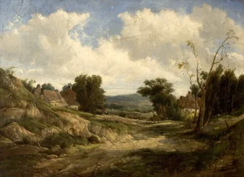 Landskab med hytter, 1864