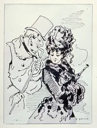 På asfalten, illustration fra Les Parisiennes, ca. 1870