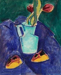 Tulipaner i en grøn vase