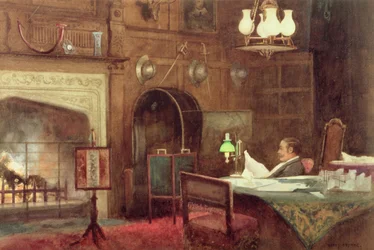 Interiør af en paneleret hall