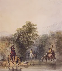 Breaking Trail to Escape from Indians, ca. 1837 (akvarel på papir)