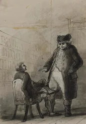 Samuel Johnson og Thomas Davies i en boghandel (fra James Boswell, *Life of Samuel Johnson*, 1791)
