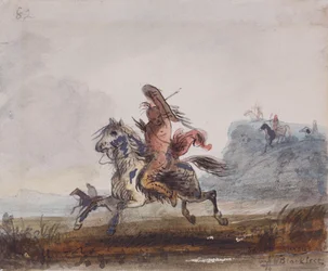 Slanger forfulgt af Blackfeet, ca. 1837