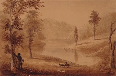 Svanesøen, ca. 1837 (akvarel på papir)