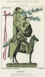Le Laurier: Tegnefilm om Garibaldi - ill. fra 15/02/1871 i "Dagens blomster, frugter og grøntsager"