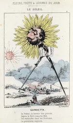Le Soleil (solsikke): karikatur på Gambetta (1838 - 1882) - ill. fra 12/01/1871 i "Dagens blomster, frugter og grøntsager"