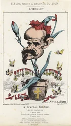 Nelliken: Tegnefilm om general Louis Jules Trochu (1815 - 1896) - ill. af 11/01/1871 i "Dagens blomster, frugter og grøntsager"