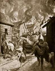 Canterbury Burned by the Danes, 851 AD, illustration fra 
