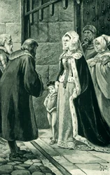Dronning Margaret, enke efter Jakob IV, trodser de adelige