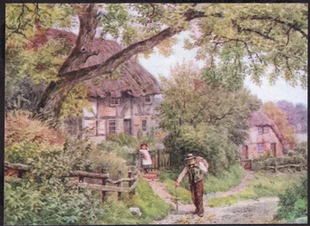 Ved en landevej i Houghton, Suffolk, fra Hytterne og landsbylivet i det landlige England, udgivet af Dent & Sons Limited, 1912