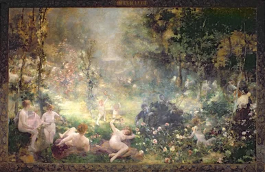 Livets glæder: blomster, kvinder, musik (vægmaleri)