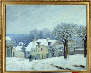 La place du kennel a Marly, Effekt af snemaleri af Alfred Sisley (1839-1899) 1876 Dim. 0,5x0,61 m Rouen, Musee des Beaux Arts
