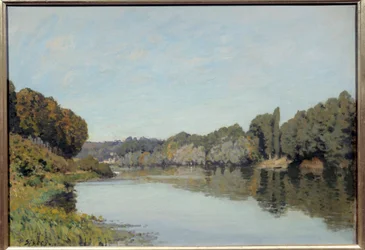 La seine a Bougival. Maleri af Alfred Sisley (1839 - 1899)