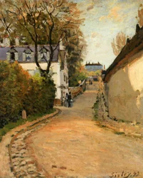 Rue de la Princesse, Louveciennes, ser mod nord, ca. 1873 (olie på lærred)