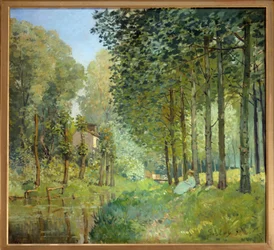 Resten ved kanten af åen, trækant - Maleri af Alfred Sisley (1839-1899)