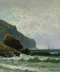 Havbillede med både på havet af Alfred Thompson Bricher
