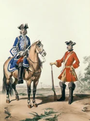 Provost Marshal of the Constabulary og et medlem af militærpolitiet i 1724, graveret af D. Noirmont