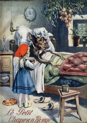 Lille Rødhætte. Folkefortælling. Illustration af Vaccari og Carrey i "" Les beaux tales"" samling "" Nos loisirs""" omkring 1910. Privat samling.
