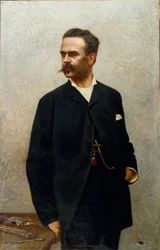 Portræt af maleren Niccolo Barabino (1832-1897) Maleri af Alfredo Luxoro (f. 1859-1918) 1800-tallet søn. 124x80 cm gener Nervi, Gallery of Modern Art, inv. 0996