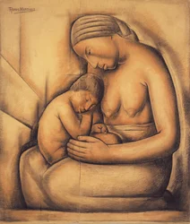 Indisk mor, ca. 1936 (farveblyant på papir)