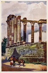 Dianatemplet, Evora, Portugal (farvelitografi)