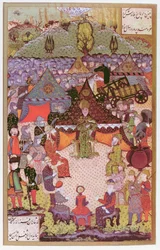 Kongen af Ungarn, Lajos II (1506-26) i råd før slaget ved Mohacs i 1526, 1558 (blæk og bladguld på vellum)