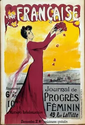 Plakat af "La francaise", tidsskrift for kvinders fremskridt. Ring for abonnement. Illustration af Alice Kub-Casalonga (1875-1948) 1927 Paris, Museum for de to verdenskrige. Rettigheder forbeholdt.