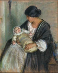 Mor og grædende baby