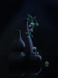 Fredfyldte vaser og blomster