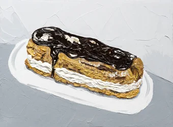 Maleri af en chokolade-eclair
