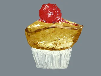 Cupcake med gyldne kirsebær