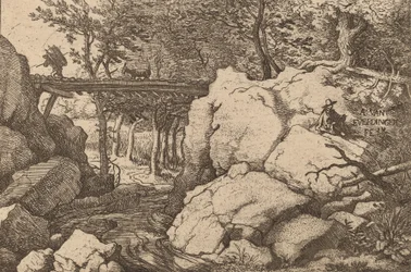 Ged på en lille bro, sandsynligvis ca. 16451656.