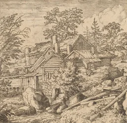 Hamlet på en bjergside, sandsynligvis ca. 16451656.