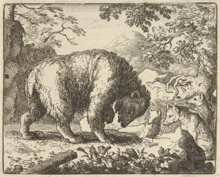 Renard lover bjørnen at tage ham til et sted, hvor han vil finde honning, 1650-75.