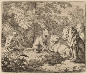Reynard fortæller en historie om skjulte skatter, sandsynligvis ca. 16451656.
