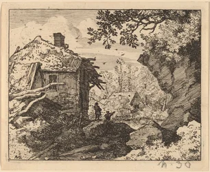 Halmhytte set bagfra, formentlig ca. 16451656.