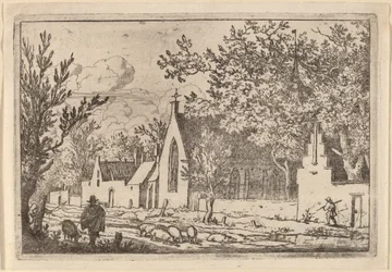 Svinebesætning nær et kapel