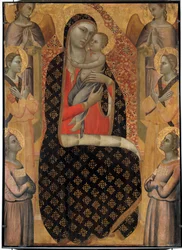 Den Majestætiske Jomfru omgivet af seks engle Altertavle af Allegretto Nuzi (1350-1375). Svag. 138 x 99 cm. Avignon, museum for det lille palads