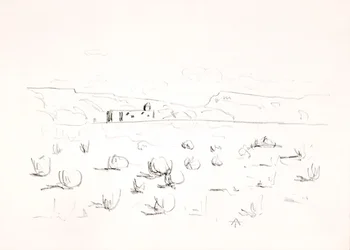 Prærie med kirke i baggrunden