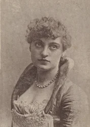 Charlotte Tittell, fra skuespillerinder-serien N67, der promoverer Virginia Brights Cigarett..., ca. 1888.