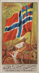 Norge, fra Alle nationers flag, serie 1 N9 for Allen & Ginters cigaretmærker, 1887.