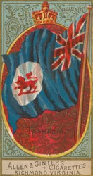 Tasmanien, fra Alle nationers flag, serie 2, nr. 10, til Allen & Ginters cigaretmærker, ..., 1890.