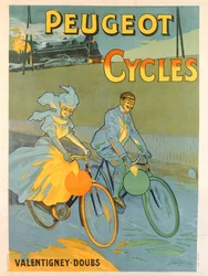 Plakat, der reklamerer for Peugeot-cykler (farve litho)
