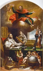 Sankt Paul viser sig for Sankt Albert den Store og Sankt Thomas af Aquinas af Alonso Antonio Villamor (1661-1729). Klosteret San Esteban, Salamanca.