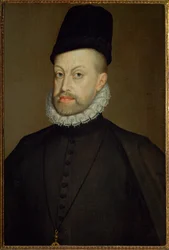 Kong Filip II af Spanien, søn af kejser Karl V og Isabella af Portugal (maleri på lærred)
