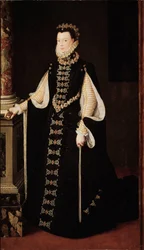 Portræt af Elisabeth af Frankrig (1545-1568) eller Isabelle af Valois, dronning af Spanien Maleri af Alonso Sanchez Coello (1531-1588). Omkring 1568. Madrid. Prado Museum