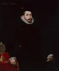 Portræt af Hernan Cortes (olie på lærred)