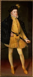Spædbarnet Don Carlos, søn af Filip II og hans første kone og kusine Maria af Portugal ... (maleri på lærred)