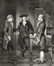 Johann Henry Jules Alexandre von Robaii, Baron de Kalb introducerer Lafayette til Silas Deane, fra Life and Times of Washington, bind 1, pub. i 1857