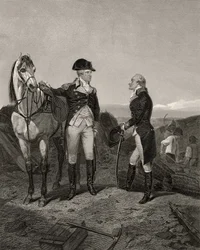 Første møde mellem George Washington og Alexander Hamilton, fra 